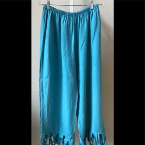 Turquoise Linen Pant